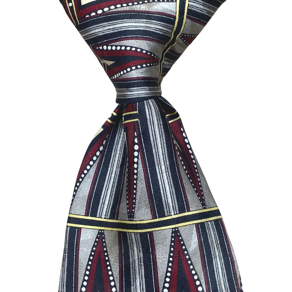 Peter Thomas by Superba Silk Tie Mens Geometric Abstract Red Black Xtra Long 64"